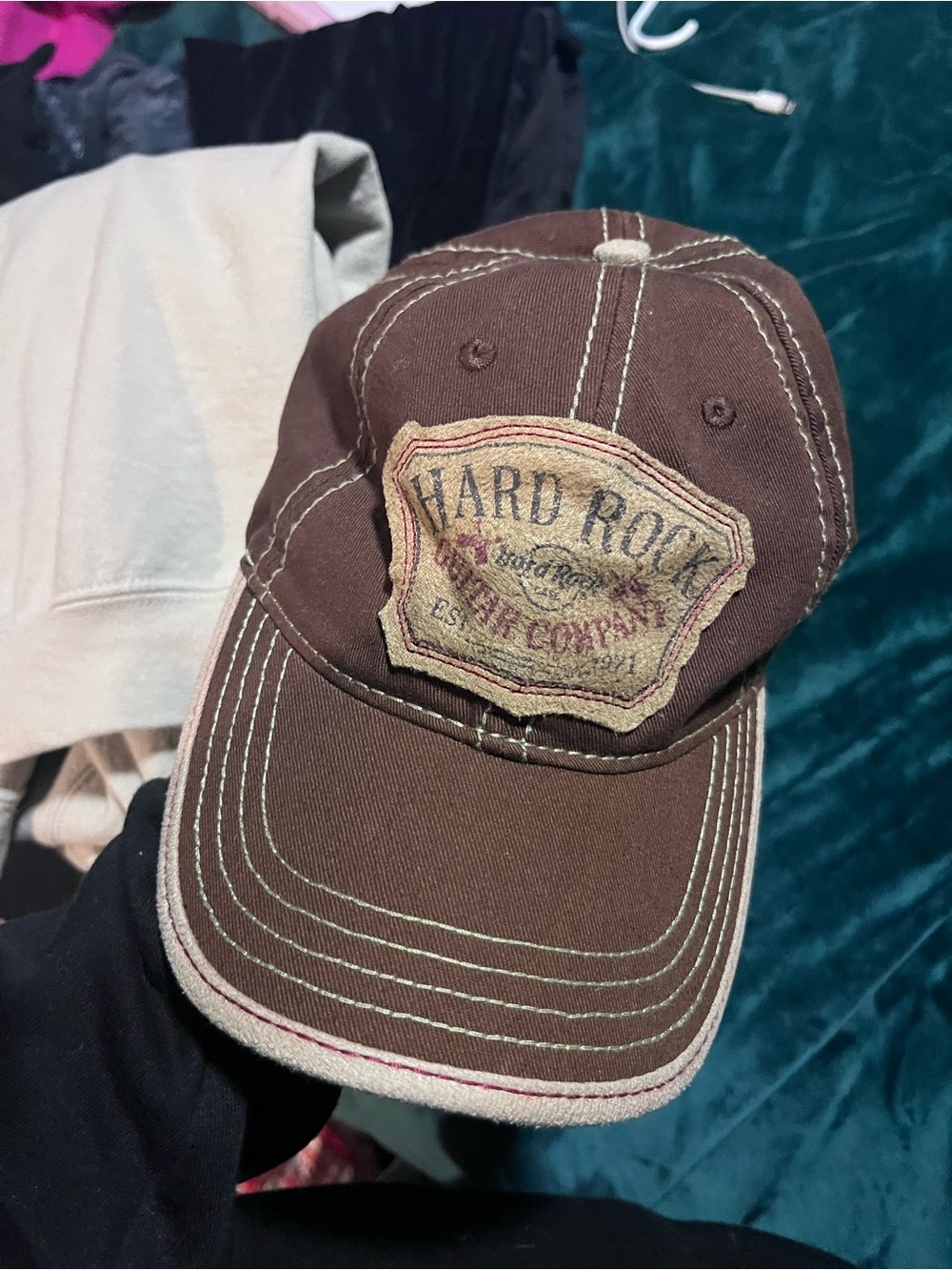 Hard Rock Cafe Brown Canvas Patch Baseball Hat